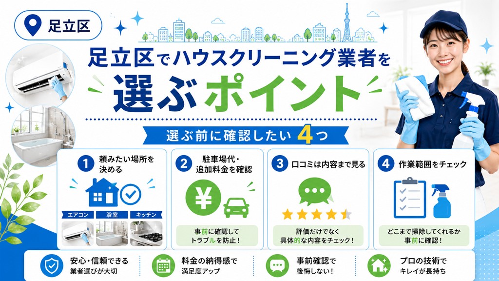 足立区でハウスクリーニング業者を選ぶポイント