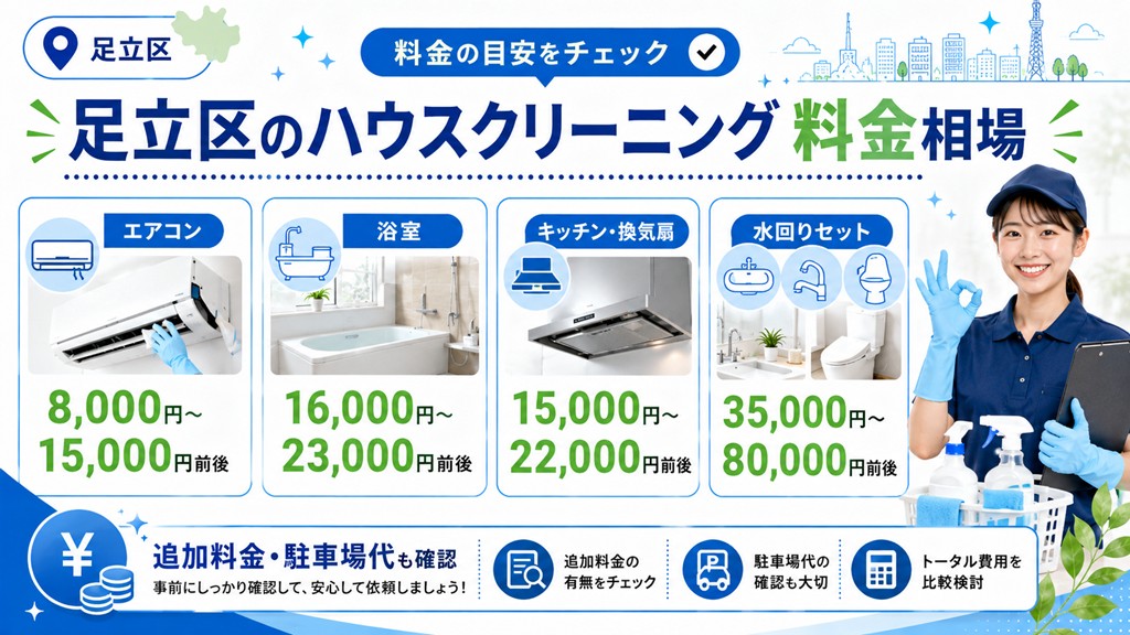 足立区のハウスクリーニング料金相場