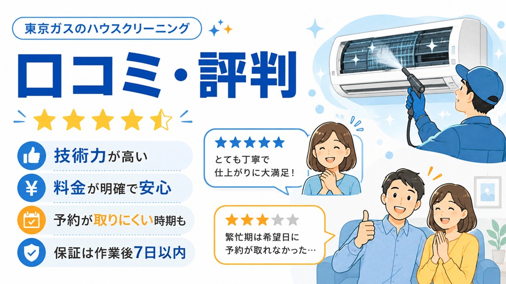 東京ガスのハウスクリーニング口コミ・評判を徹底調査